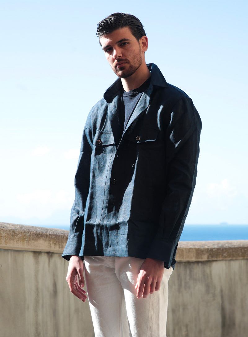 Valerio - Irish Linen Overshirt Midnight Blue – Luca Avitabile
