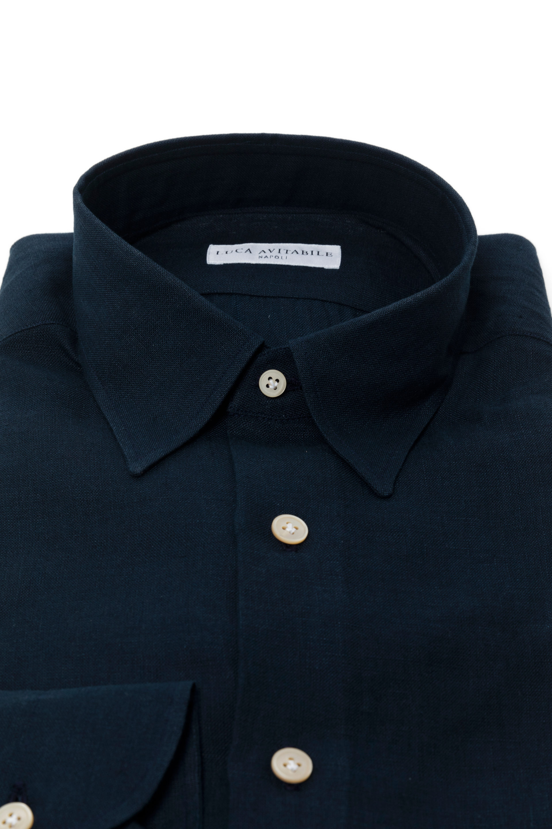 Primavera - Navy Blue Irish Linen Shirt - Luca Avitabile - Handmade Shirt